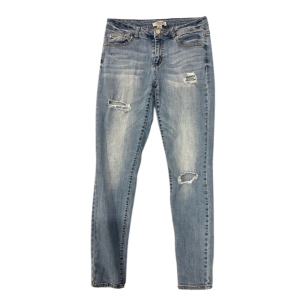 Refuge Womens Size 8 Distressed Skinny Jeans Medium Wash Blue Stretch Denim